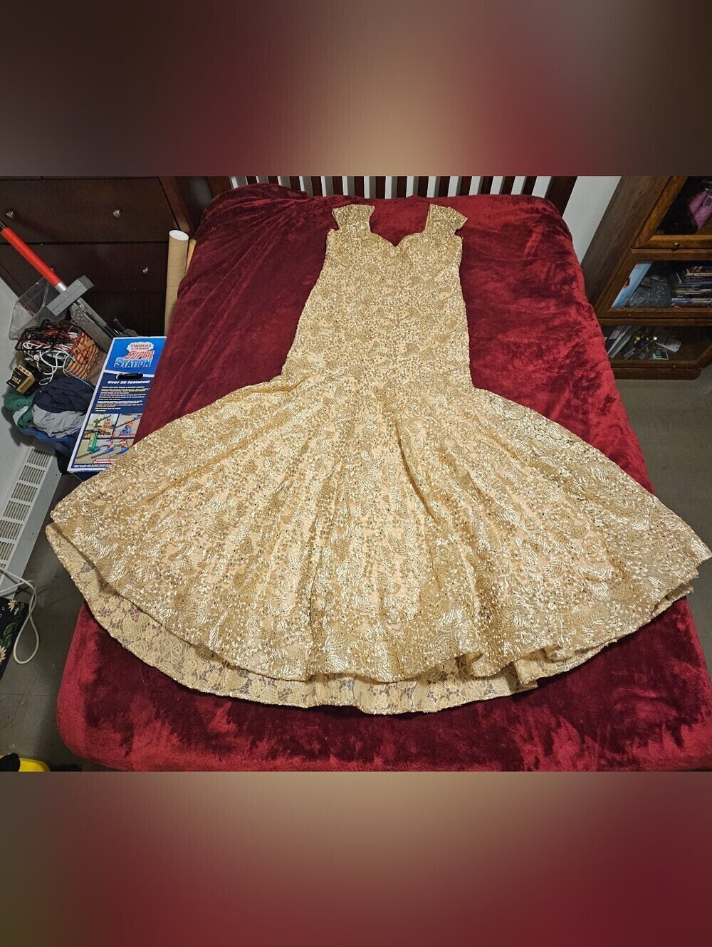 Marsoni By Colors Gold Sequin Prom Dress